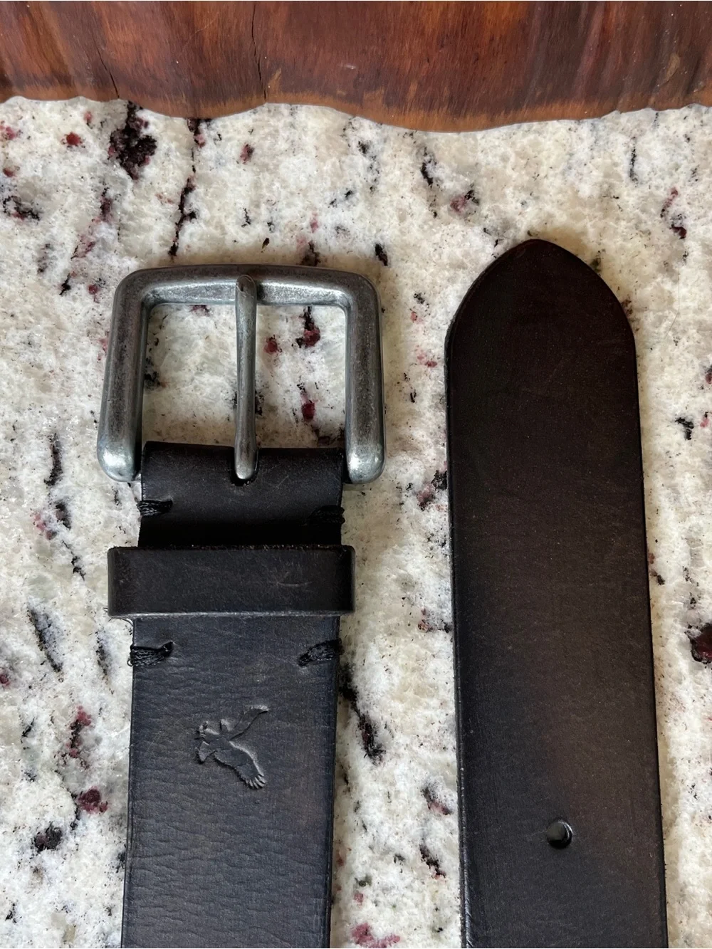 Vintage American Eagle Men's Dark Brown Leather Belt with Metal Buckle